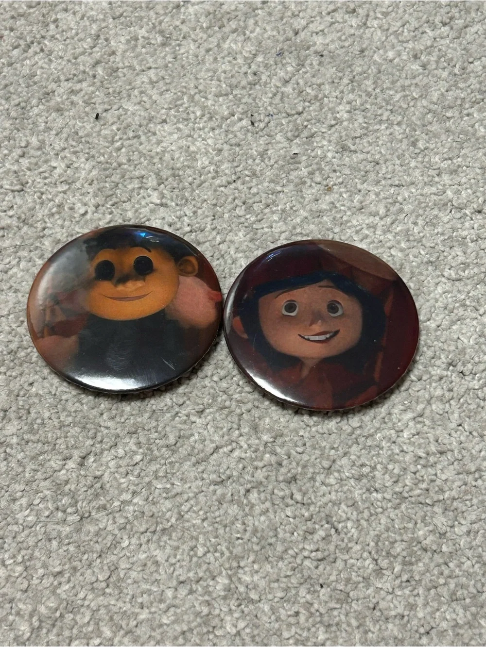 Kids Character Button Pins - Orange/Brown (Set of 2)